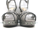 Valentino Crystal-Embellished Platform Slingback Sandals Gray Leather Size 37