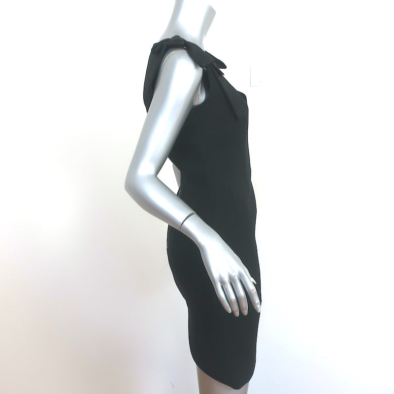 Louis Vuitton Bow Strap Mini Dress Black Crepe Size 36 Sleeveless Sheath