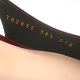 Gucci Signoria Logo Chain Slingback Pumps Burgundy Patent Leather Size 38.5 NEW