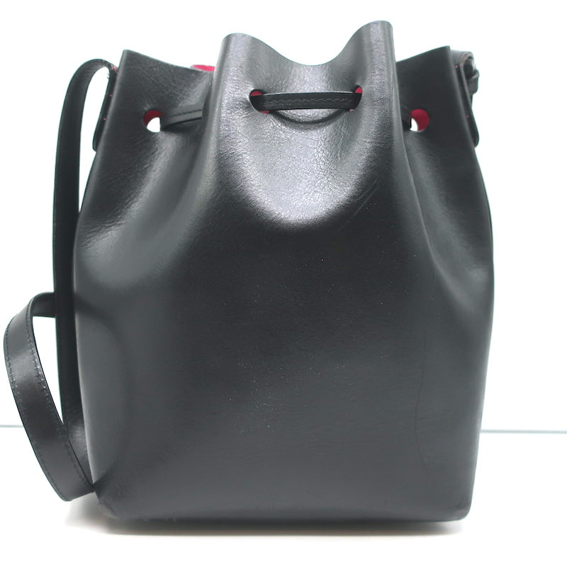 Mansur Gavriel Mini Bucket Bag Black/Fuchsia Leather