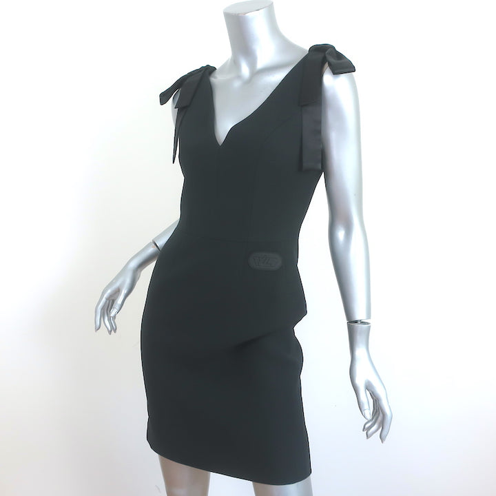 Louis Vuitton Bow Strap Mini Dress Black Crepe Size 36 Sleeveless Sheath