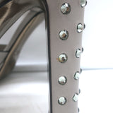 Valentino Crystal-Embellished Platform Slingback Sandals Gray Leather Size 37