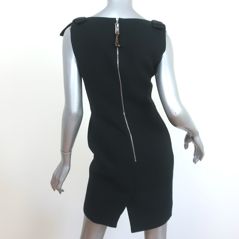 Louis Vuitton Bow Strap Mini Dress Black Crepe Size 36 Sleeveless Sheath