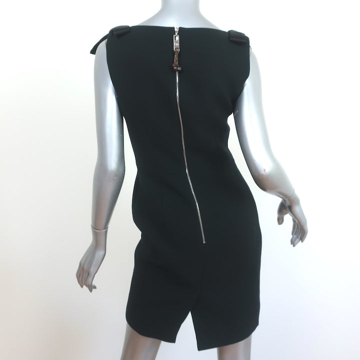 Louis Vuitton Bow Strap Mini Dress Black Crepe Size 36 Sleeveless Sheath
