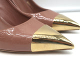 Louis Vuitton Allamanda Gold Cap Toe Pumps Rose Monogram Vernis Size 37.5