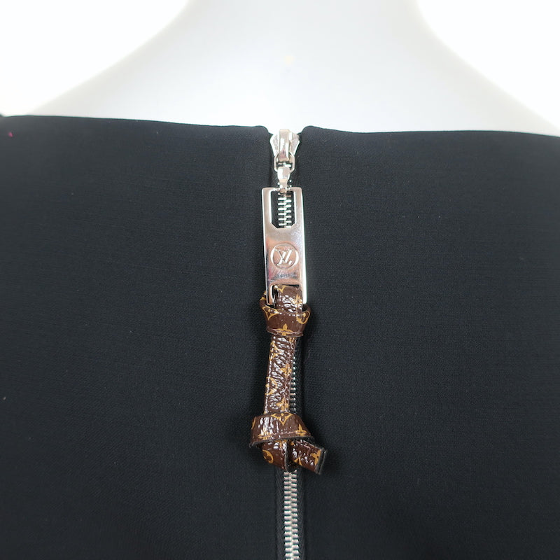 Louis Vuitton Bow Strap Mini Dress Black Crepe Size 36 Sleeveless Sheath