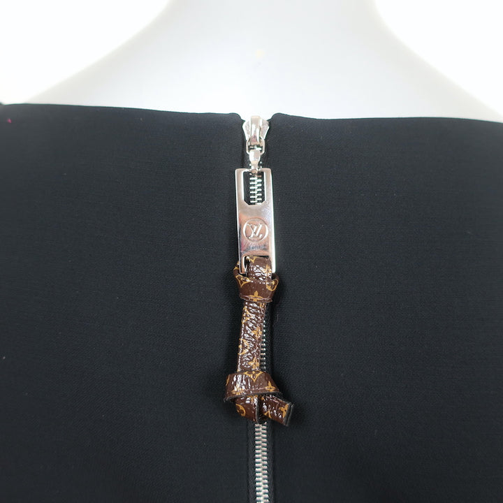 Louis Vuitton Bow Strap Mini Dress Black Crepe Size 36 Sleeveless Sheath