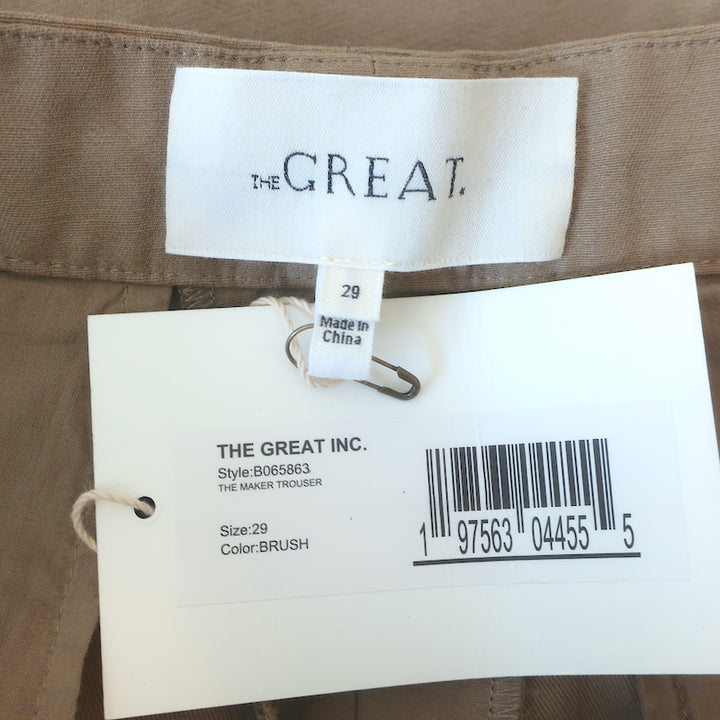 THE GREAT The Maker Trousers Brush Beige Cotton Size 29 NEW
