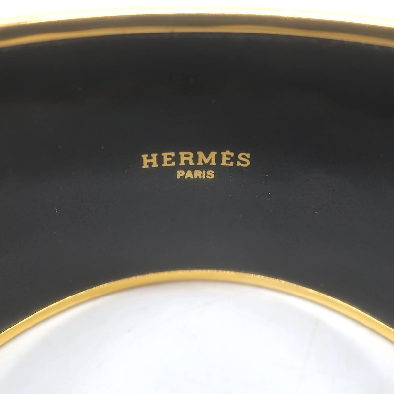 Hermes 2006 Russian Alphabet Extra Wide Enamel Bangle Bracelet Blue