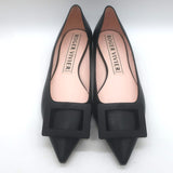 Roger Vivier Gommettine Tonal-Buckle Ballet Flats Black Leather Size 38.5