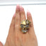 Alexander McQueen Crystal Skull & Bee Ring Gold-Plated Brass Size 5.5