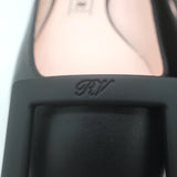 Roger Vivier Gommettine Tonal-Buckle Ballet Flats Black Leather Size 38.5