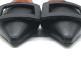 Roger Vivier Gommettine Tonal-Buckle Ballet Flats Black Leather Size 38.5