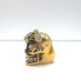 Alexander McQueen Crystal Skull & Bee Ring Gold-Plated Brass Size 5.5