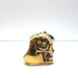 Alexander McQueen Crystal Skull & Bee Ring Gold-Plated Brass Size 5.5