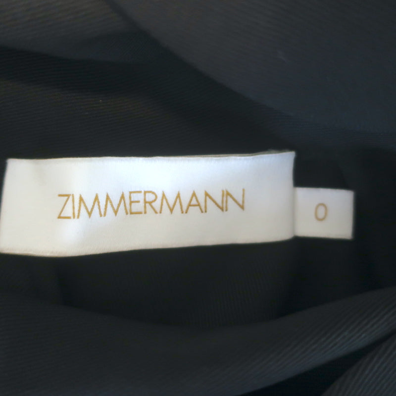 Zimmermann Roll Collar Belted Mini Dress Black Twill Size 0
