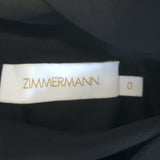 Zimmermann Roll Collar Belted Mini Dress Black Twill Size 0