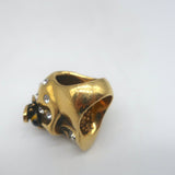 Alexander McQueen Crystal Skull & Bee Ring Gold-Plated Brass Size 5.5