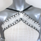 Roland Mouret Halter-Neck Sheath Dress Cream Woven Cotton & Crepe Size US 4