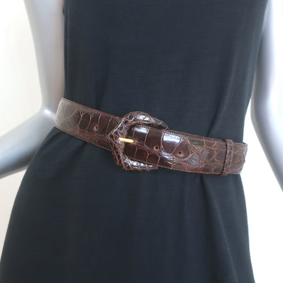 Lana Marks Alligator Belt Dark Brown Size Small
