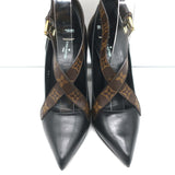 Louis Vuitton Matchmake Pumps Brown Monogram Canvas & Black Leather Size 37.5