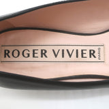 Roger Vivier Gommettine Tonal-Buckle Ballet Flats Black Leather Size 38.5