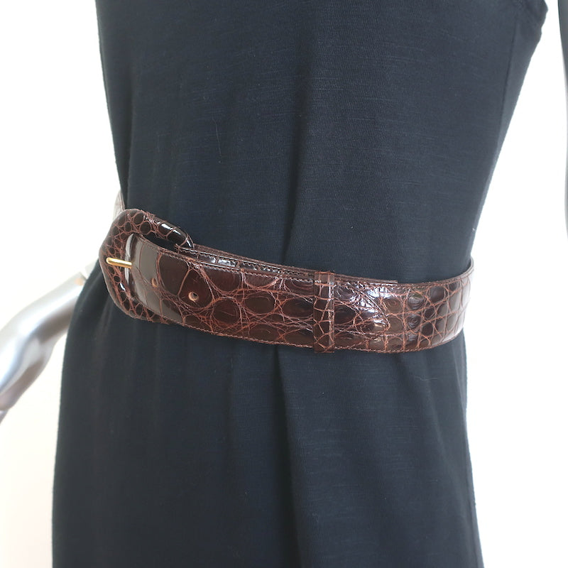 Lana Marks Alligator Belt Dark Brown Size Small