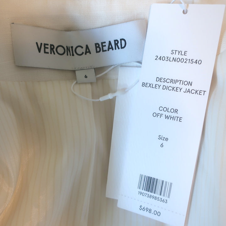Veronica Beard Bexley Dickey Jacket Off White Size 6 Double Breasted Blazer NEW