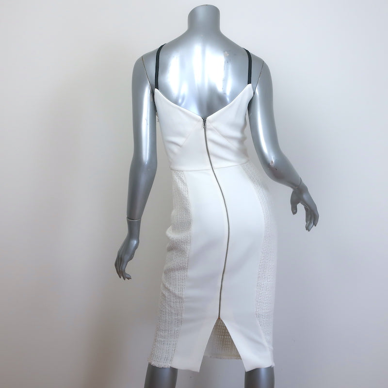 Roland Mouret Halter-Neck Sheath Dress Cream Woven Cotton & Crepe Size US 4 Roland Mouret Halter-Neck Sheath Dress Cream Woven Cotton & Crepe Size US 4