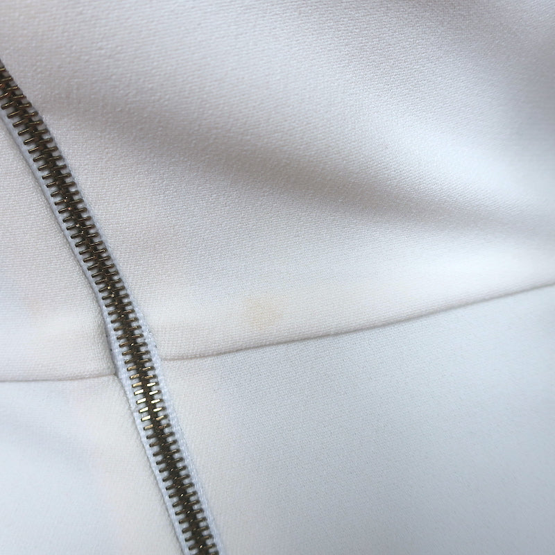 Roland Mouret Halter-Neck Sheath Dress Cream Woven Cotton &amp; Crepe Size US 4