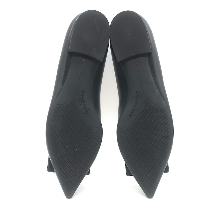 Roger Vivier Gommettine Tonal-Buckle Ballet Flats Black Leather Size 38.5