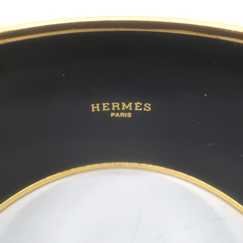 Hermes 2007 Postage Stamp Extra Wide Enamel Bangle Bracelet Orange/Red