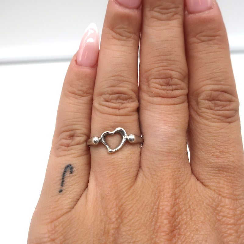 Tiffany &amp; Co. Elsa Peretti Open Heart Ring Sterling Silver Size 5