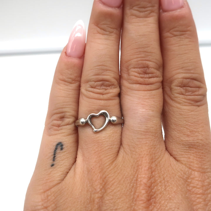 Tiffany &amp; Co. Elsa Peretti Open Heart Ring Sterling Silver Size 5