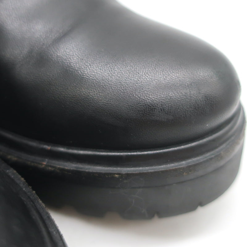 Moncler Viviane Side-Zip Combat Boots Black Leather Size 38