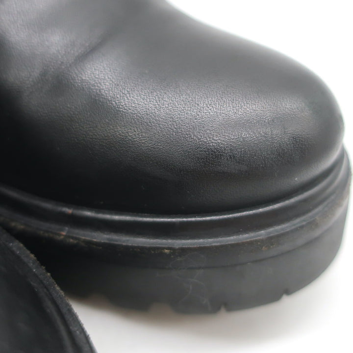 Moncler Viviane Side-Zip Combat Boots Black Leather Size 38