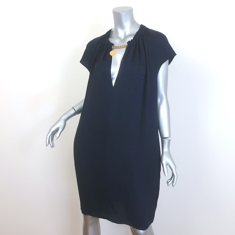 Stella McCartney Chain-Embellished Shift Dress Navy Crepe Size 46