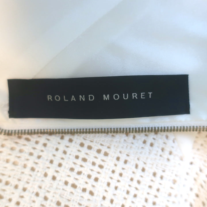 Roland Mouret Halter-Neck Sheath Dress Cream Woven Cotton &amp; Crepe Size US 4