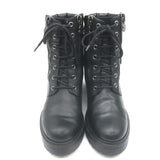 Moncler Viviane Side-Zip Combat Boots Black Leather Size 38