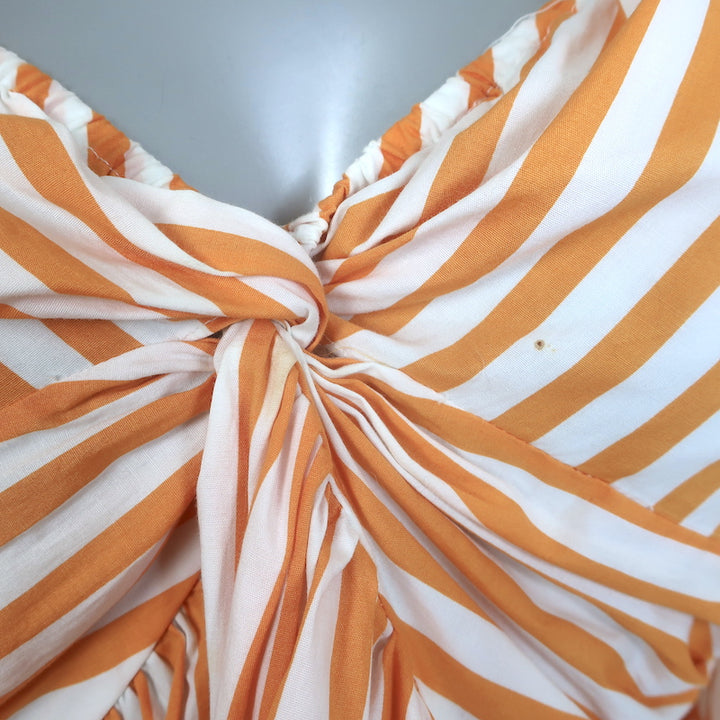 Caroline Constas Onira Twist-Front Off the Shoulder Top Orange Stripe Size Small
