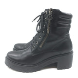 Moncler Viviane Side-Zip Combat Boots Black Leather Size 38