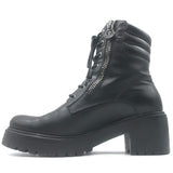 Moncler Viviane Side-Zip Combat Boots Black Leather Size 38