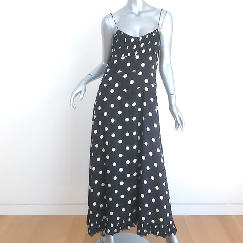 Doen Rosaria Midi Dress Black Polka Dot Silk-Blend Size Medium  Celebrity  Owned