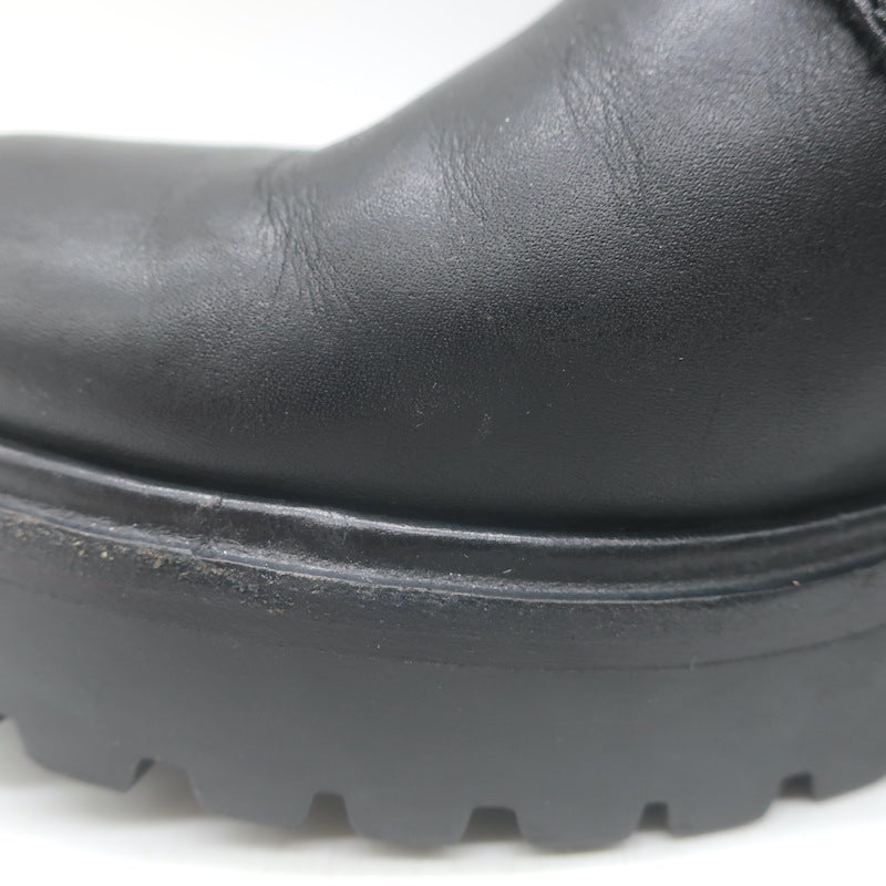 Moncler Viviane Side-Zip Combat Boots Black Leather Size 38