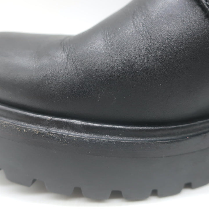 Moncler Viviane Side-Zip Combat Boots Black Leather Size 38