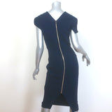 Roland Mouret Royston Cap Sleeve Sheath Dress Navy Wool Crepe Size US 6