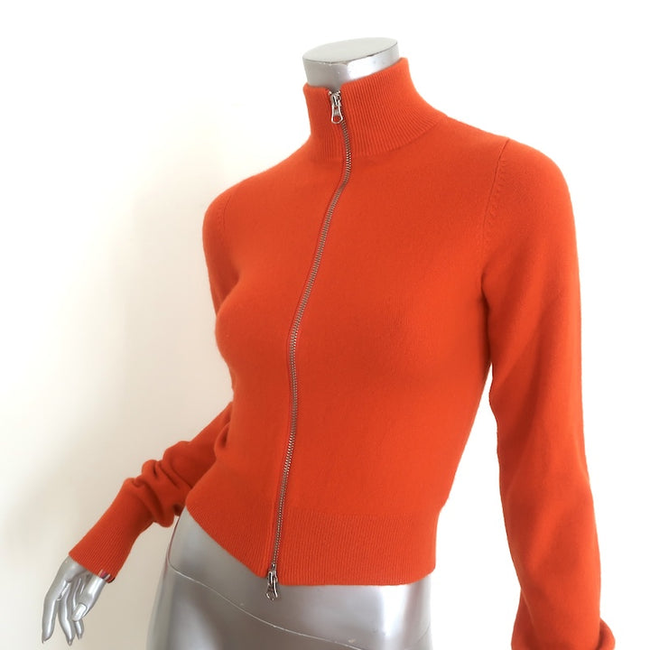 Extreme Cashmere Lemon Zip-Up Cardigan Orange Stretch Knit Size Extra Small