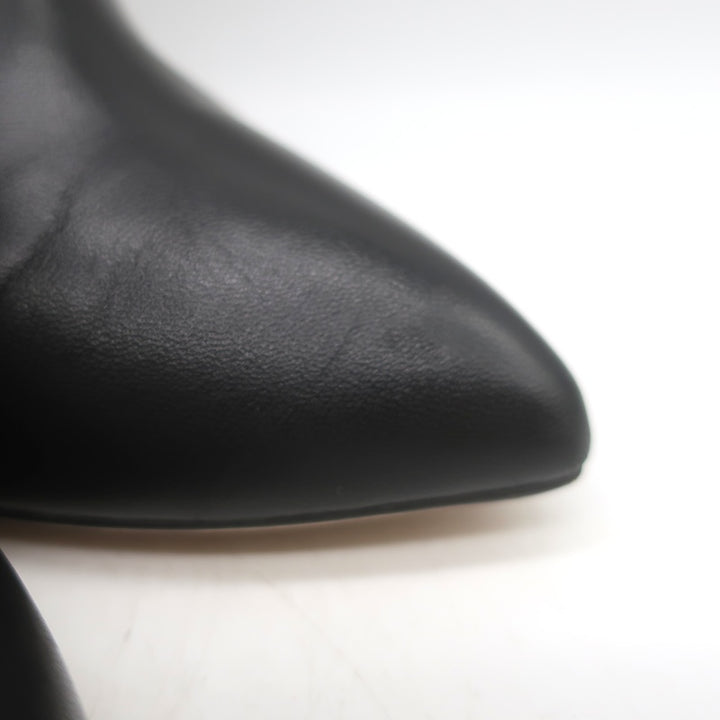 Gucci Sylvie Web Strap High Heel Ankle Boots Black Leather Size 37.5