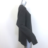 Stella McCartney Studded Long Sleeve Blouse Dark Gray Crepe Size 44