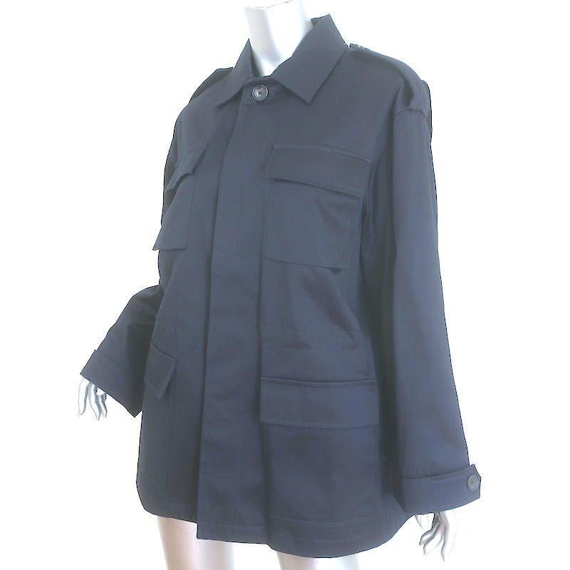 Nili Lotan Lorenzo Military Parka Jacket Navy Cotton Twill Size Medium NEW